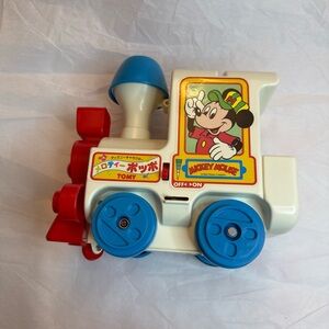 Rare* Tomy Tunes Japan Vintage Mickey Mouse and Donald Duck Toy Train Red, Blue